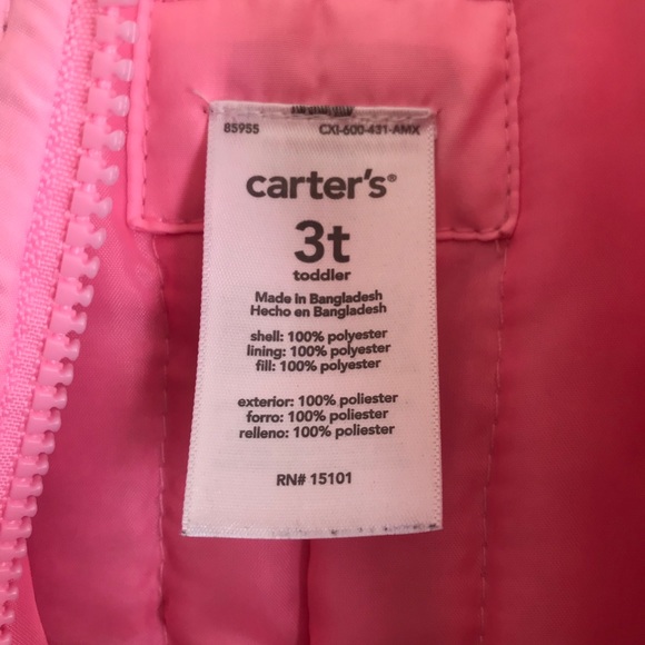 Carter’s Pink Snow Bib Overalls Waterproof Ski - Picture 3 of 6